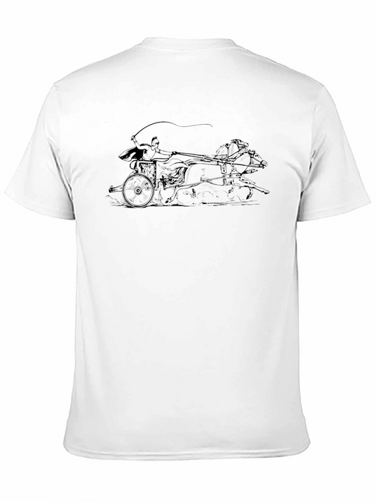Chariot Race Graphic Tee - Stylish Black T-Shirt