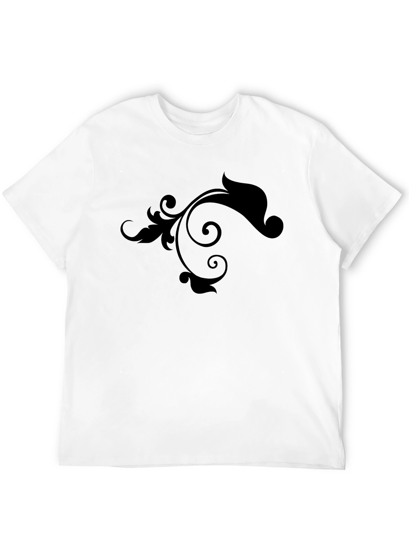 Elegant Black Floral Swirl T-Shirt