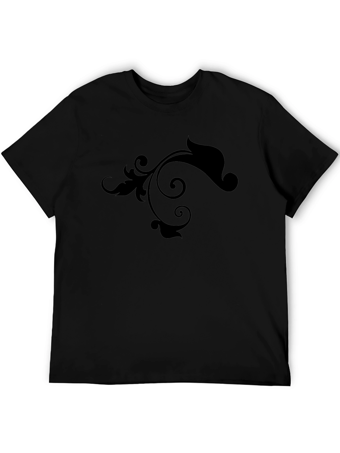Elegant Black Floral Swirl T-Shirt
