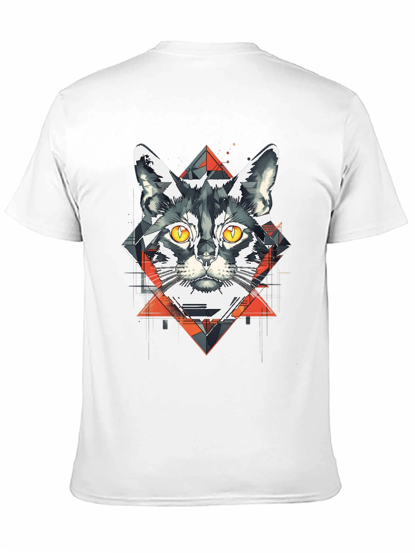 Geometric Cat Graphic Black T-Shirt