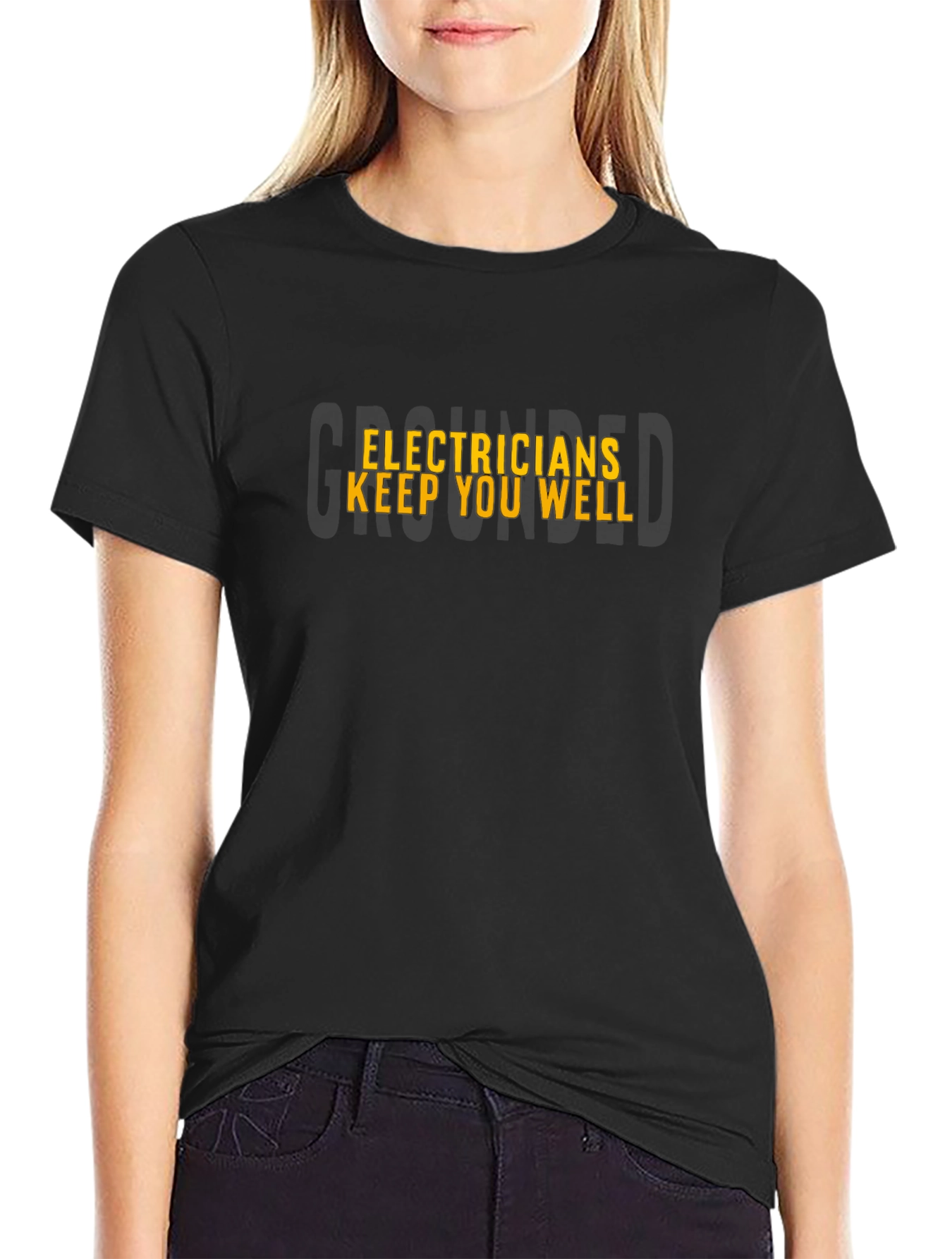 Electricians Keep You Well Black Crew Neck Tee