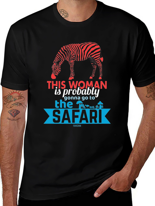 Safari Zebra Graphic Tee - Black Cotton T-Shirt