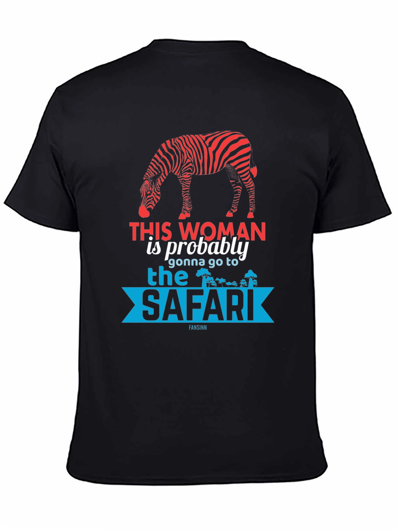 Safari Zebra Graphic Tee - Black Cotton T-Shirt