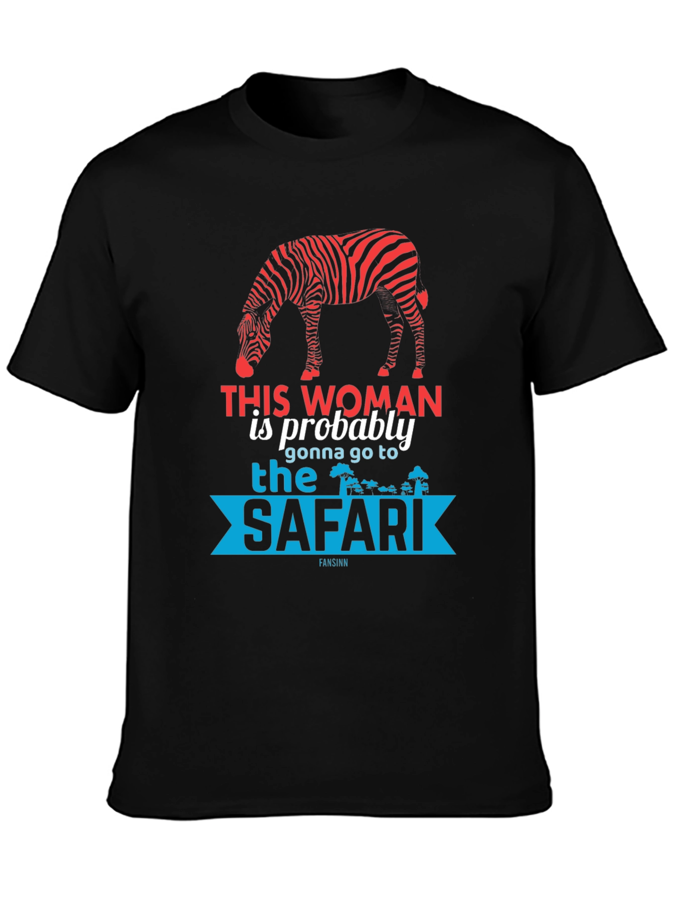 Safari Zebra Graphic Tee - Black Cotton T-Shirt