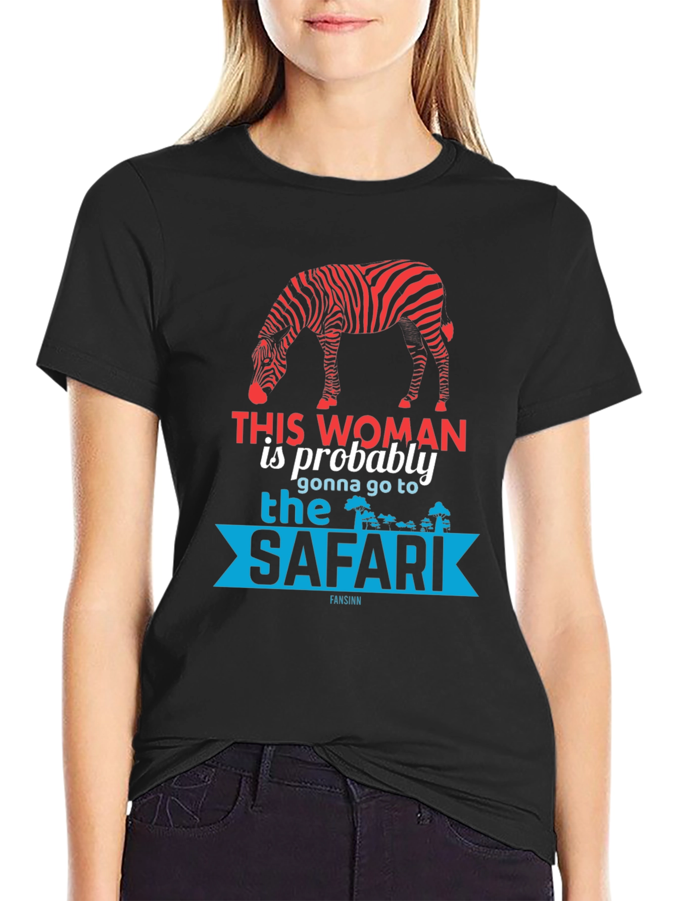 Safari Zebra Graphic Tee - Black Cotton T-Shirt