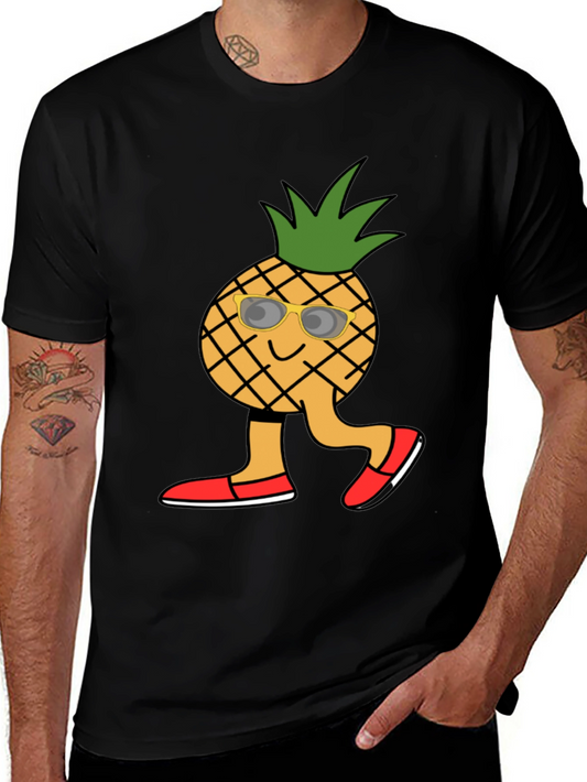 Funky Pineapple Graphic T-Shirt - Black Cotton Tee