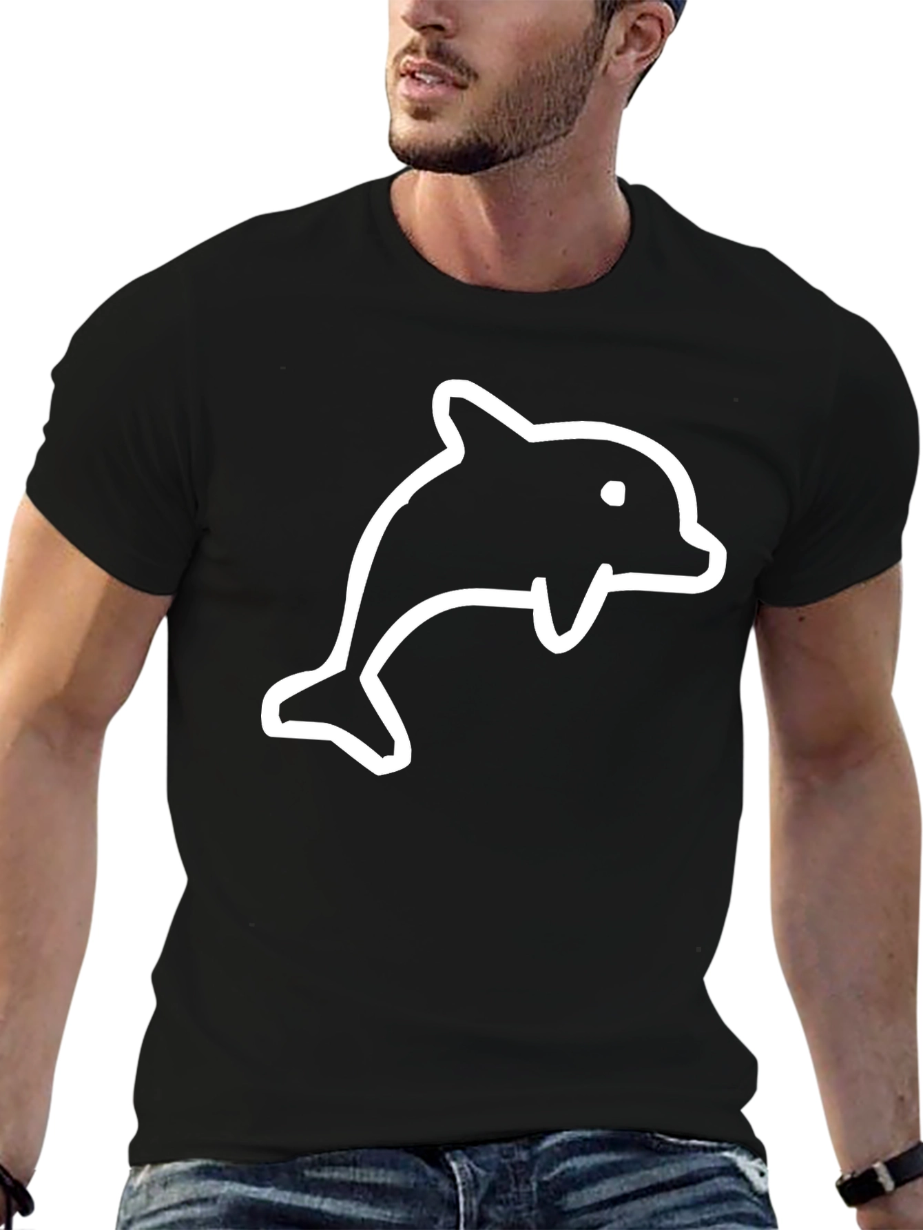 Black Dolphin T-Shirt - Casual Cotton Tee