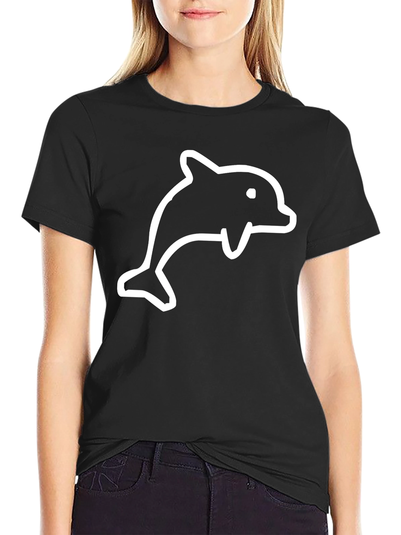 Black Dolphin T-Shirt - Casual Cotton Tee