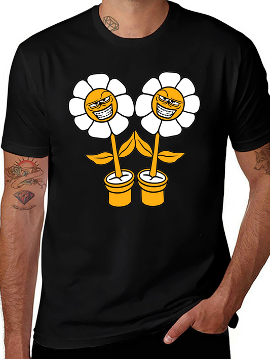 Smirking Flower Graphic T-Shirt