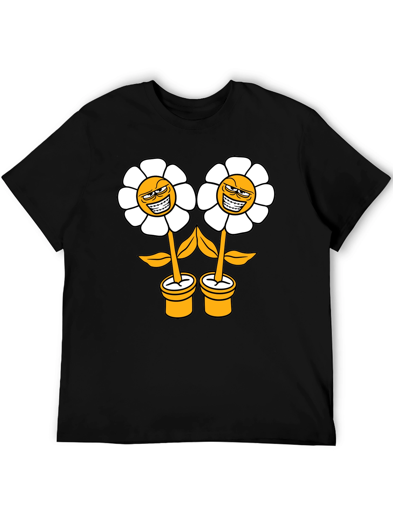 Smirking Flower Graphic T-Shirt