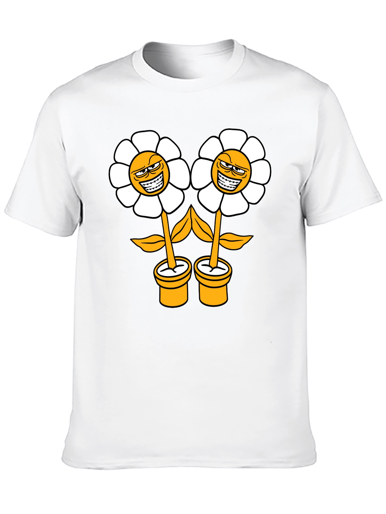 Smirking Flower Graphic T-Shirt