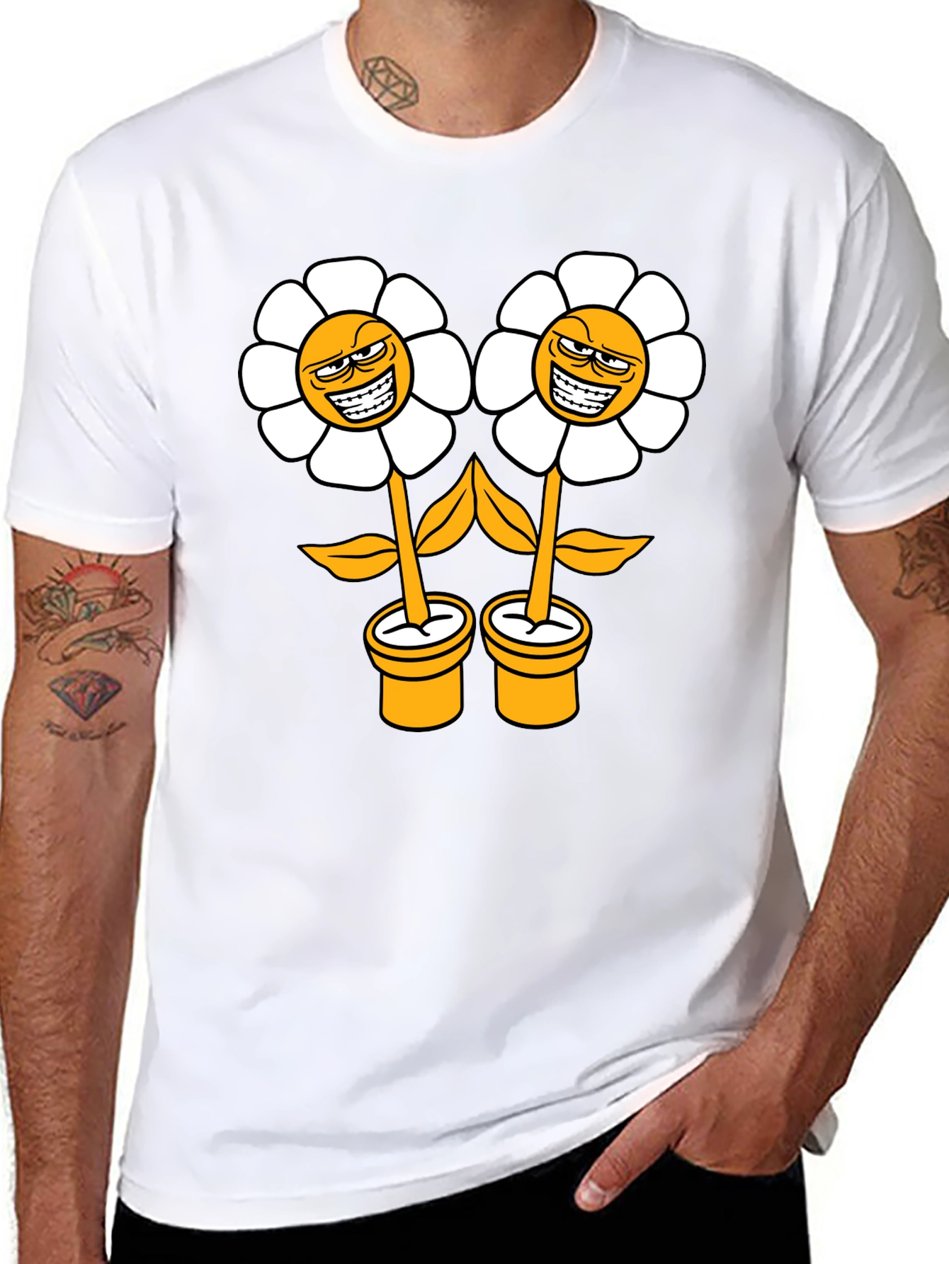 Smirking Flower Graphic T-Shirt