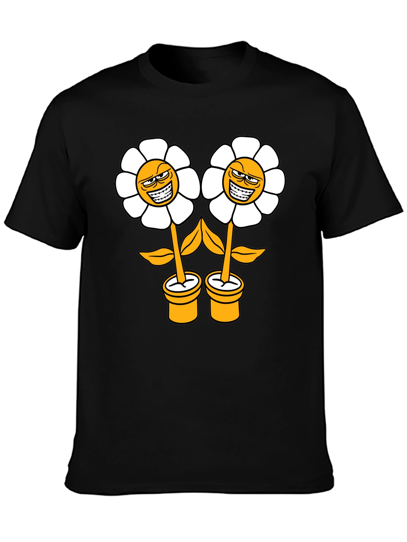 Smirking Flower Graphic T-Shirt