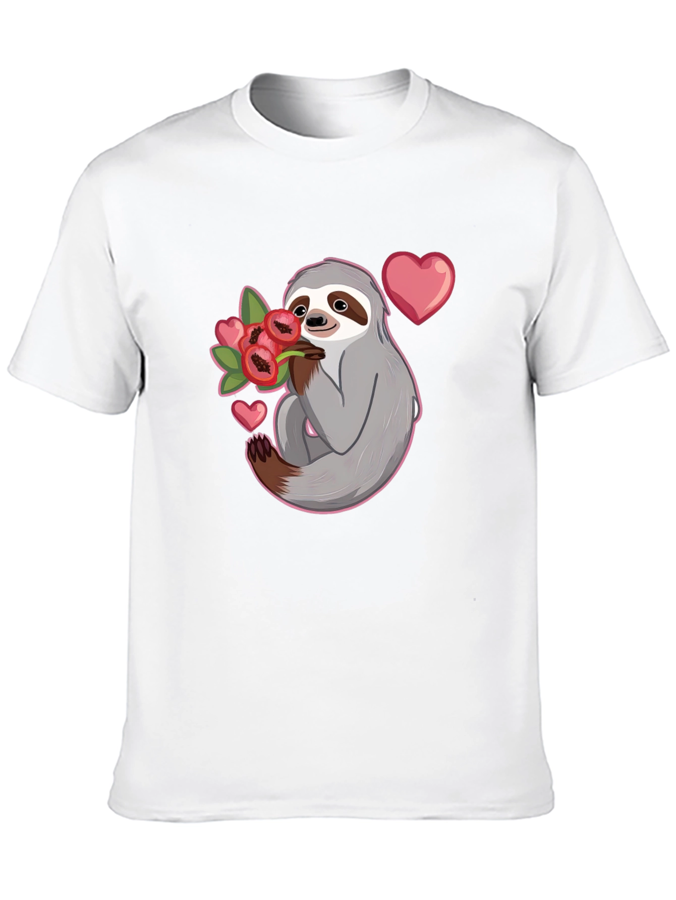 Sloth Holding Flowers T-Shirt - Cute Valentines Day Gift