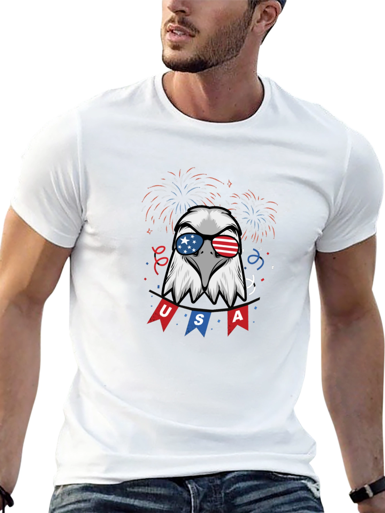 Patriotic Eagle USA Graphic Print Tee