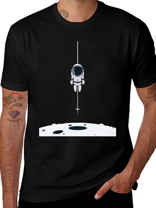 Astronaut Landing Graphic Tee - Black Cotton Blend