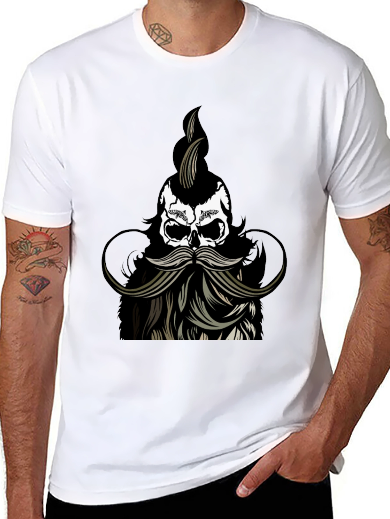 Skull with Beard Graphic Tee