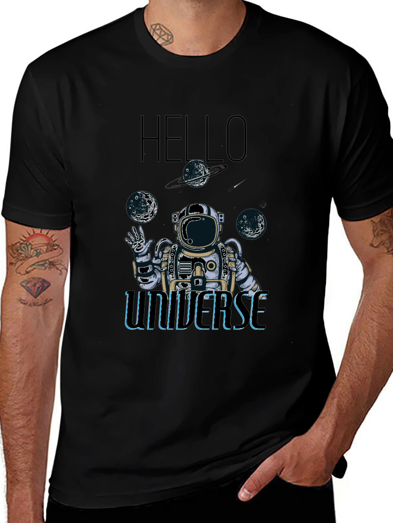 Astronaut Graphic Print Crew Neck T-Shirt
