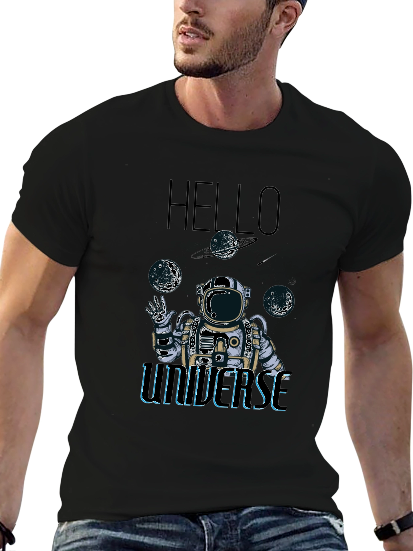 Astronaut Graphic Print Crew Neck T-Shirt