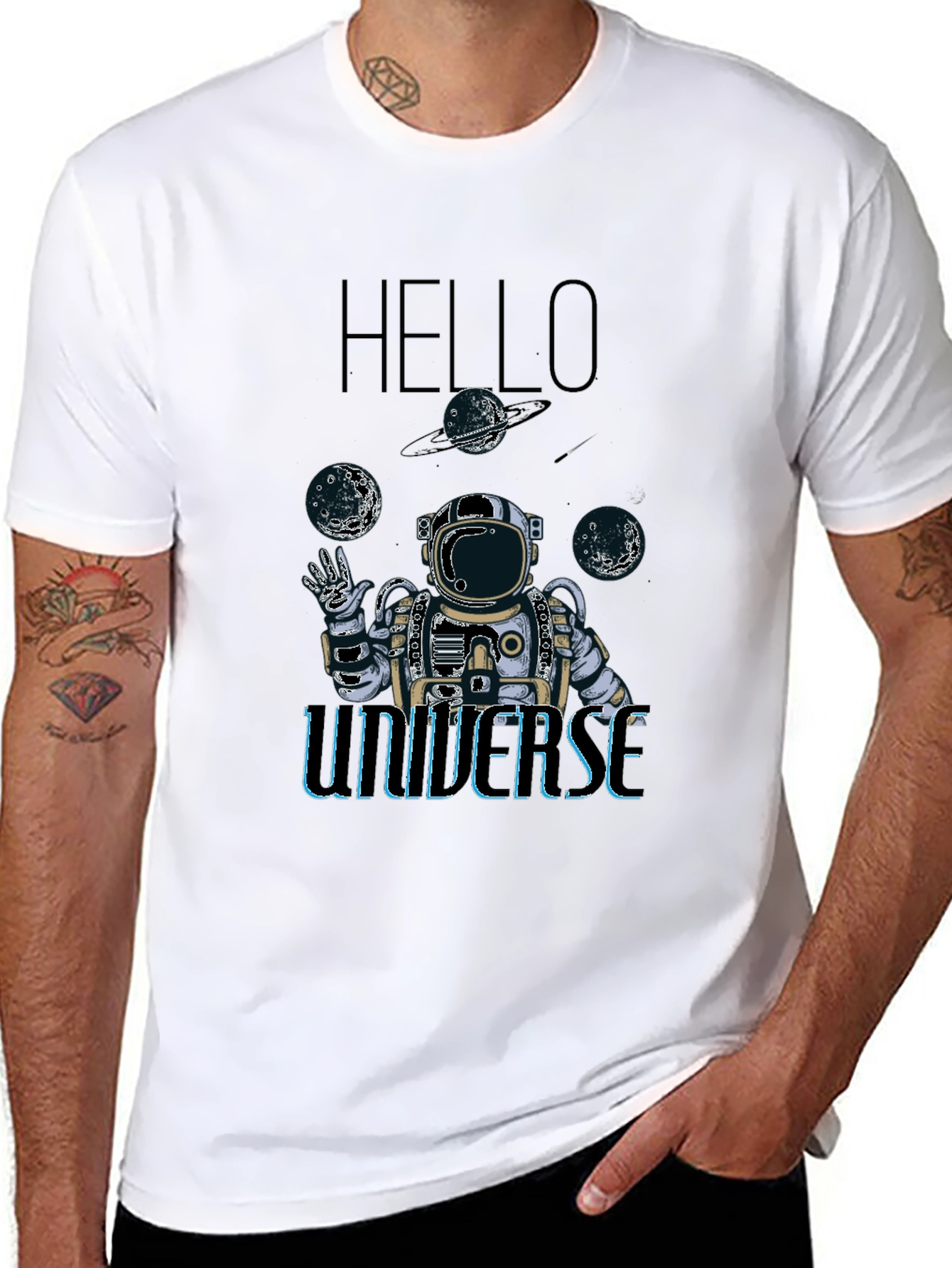 Astronaut Graphic Print Crew Neck T-Shirt