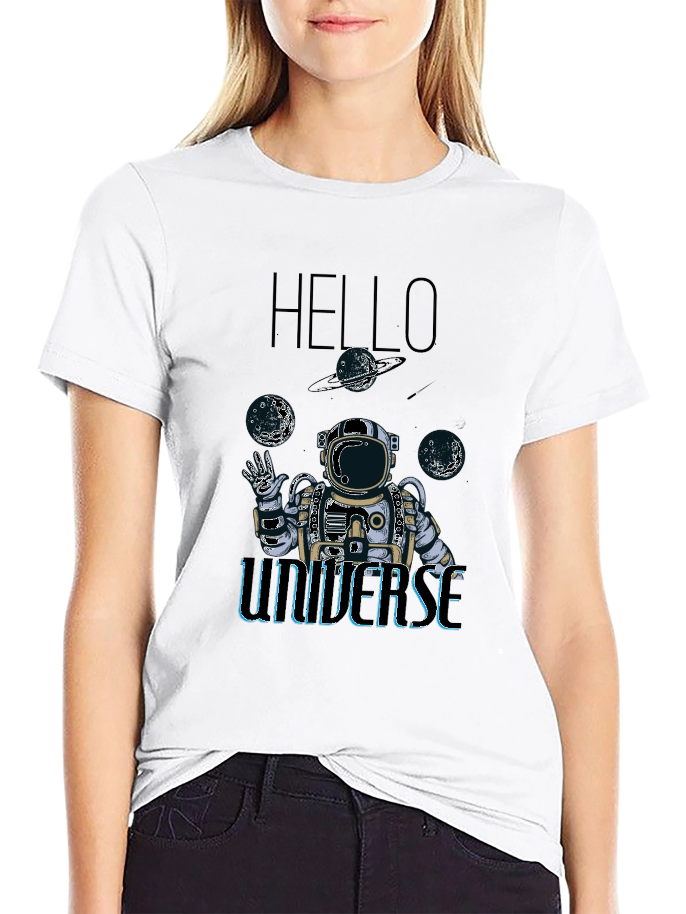 Astronaut Graphic Print Crew Neck T-Shirt