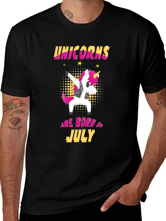 Unicorns Born in July Black T-Shirt