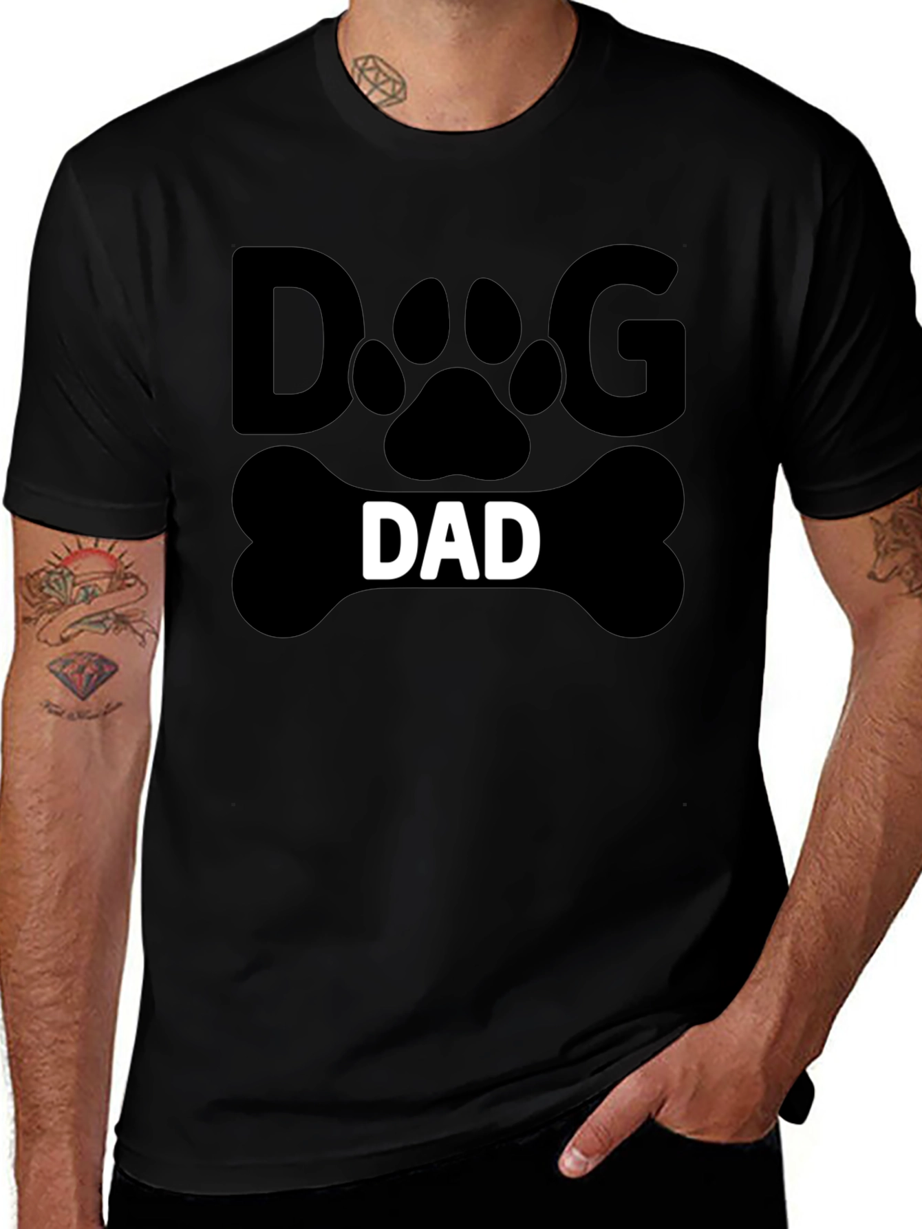 Dog Dad T-Shirt - Paw Print Bone Design
