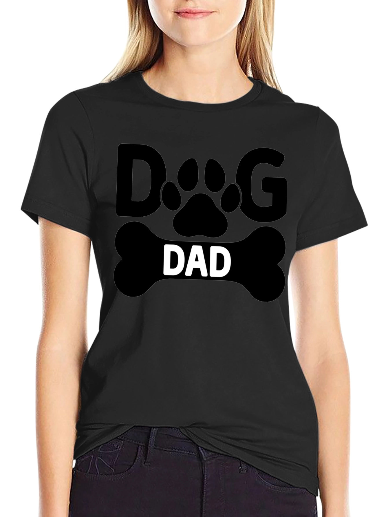 Dog Dad T-Shirt - Paw Print Bone Design