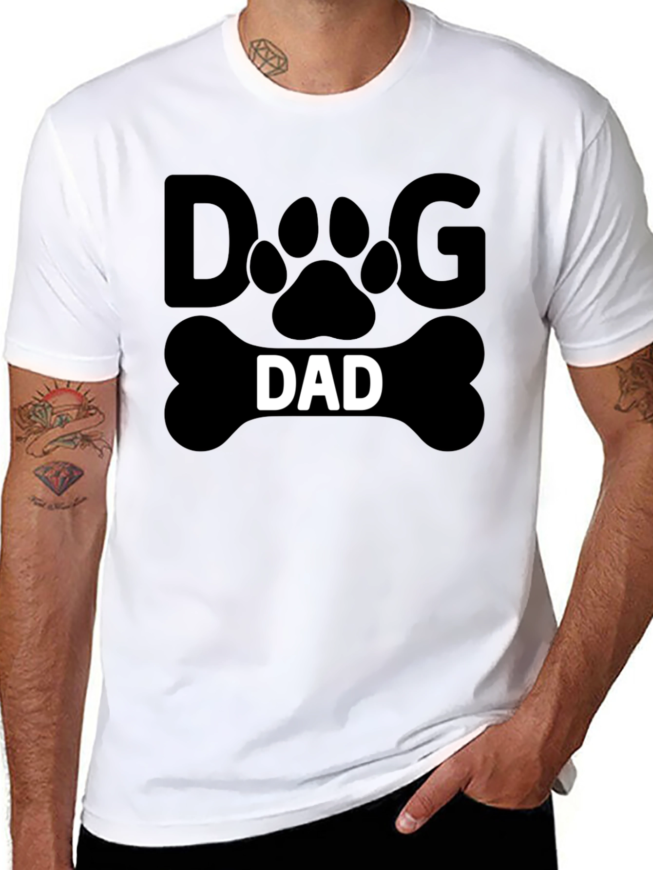 Dog Dad T-Shirt - Paw Print Bone Design