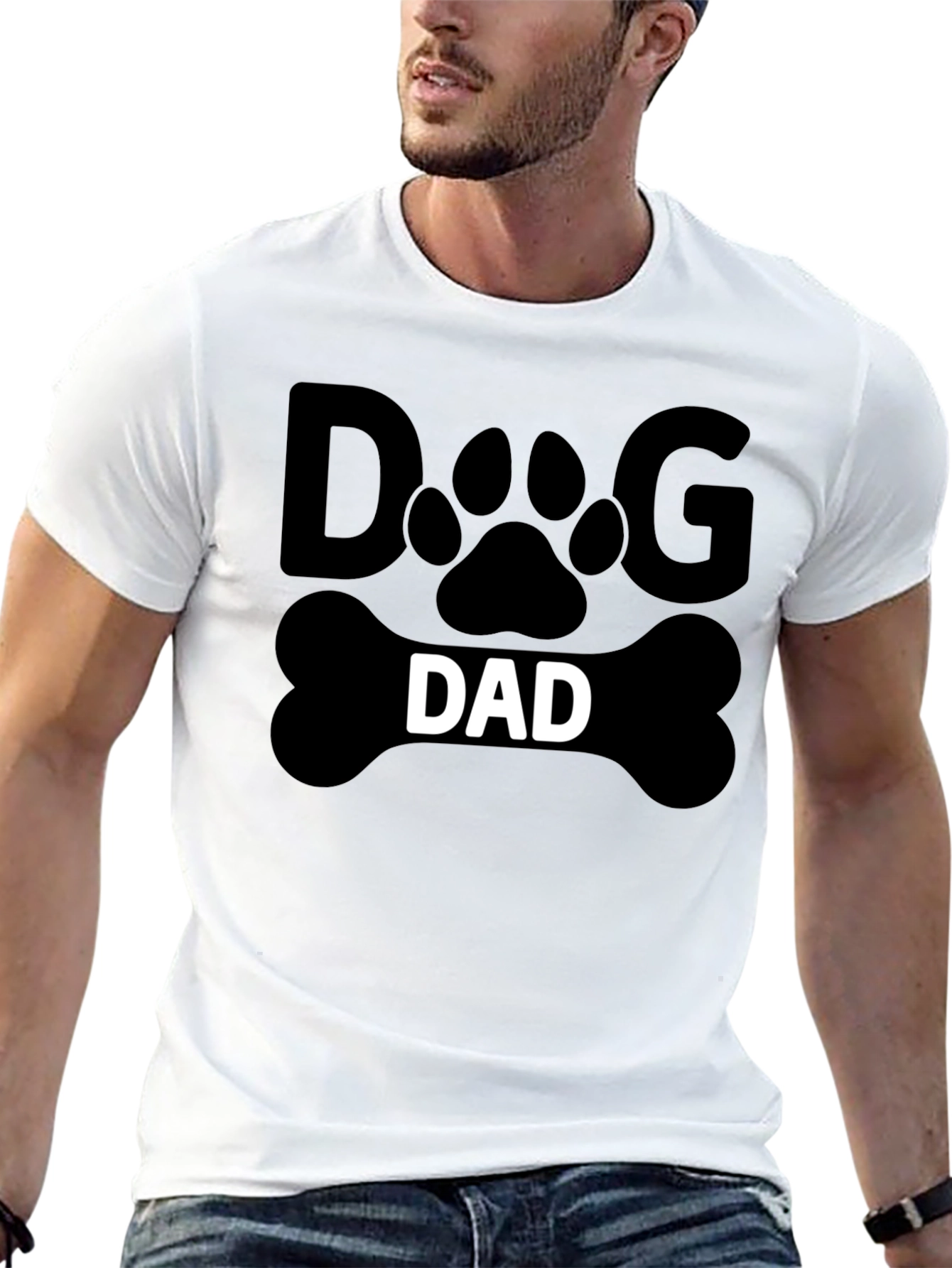 Dog Dad T-Shirt - Paw Print Bone Design