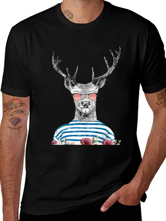 Deer with Sunglasses Graphic T-Shirt