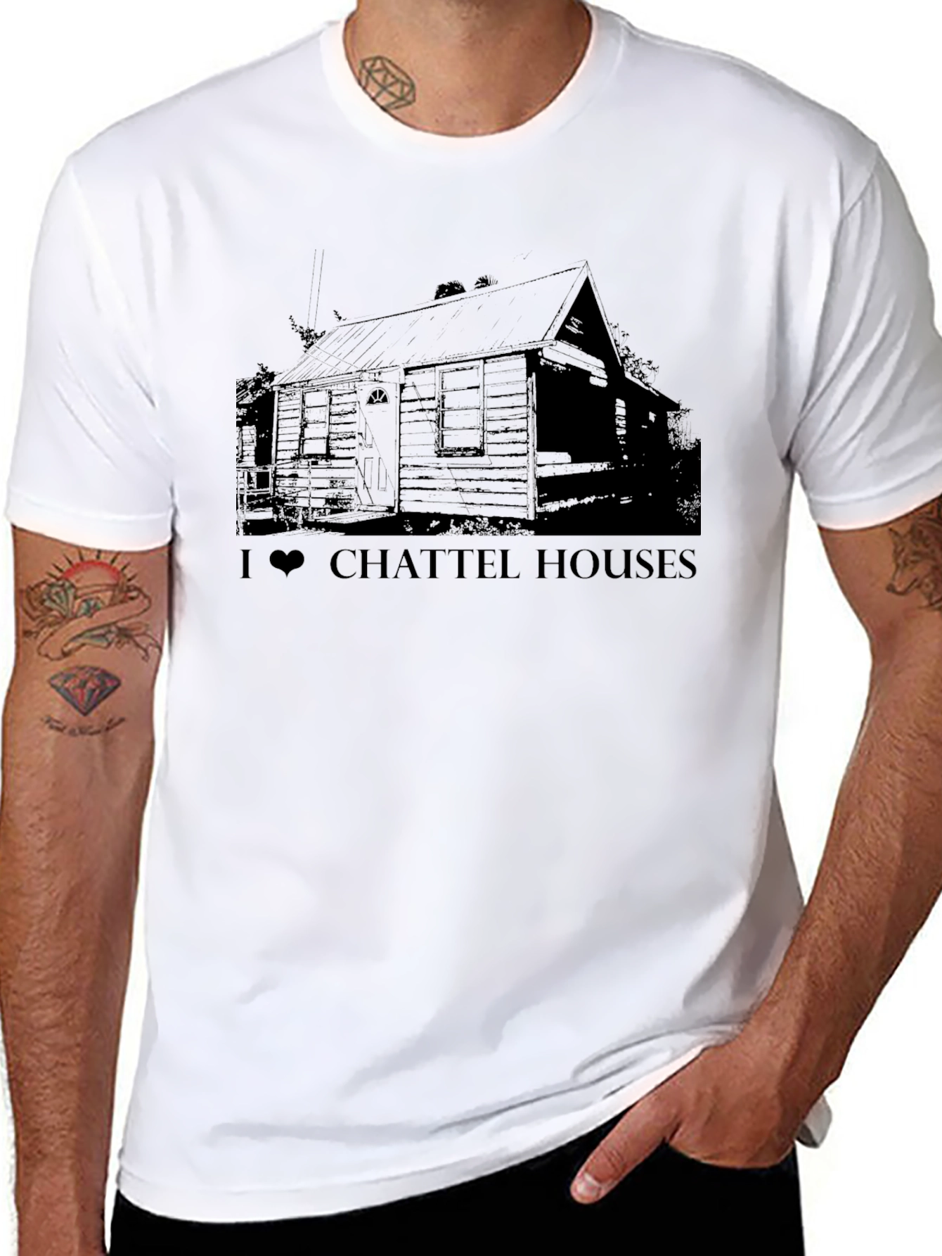 I Love Chattel Houses Black T-Shirt
