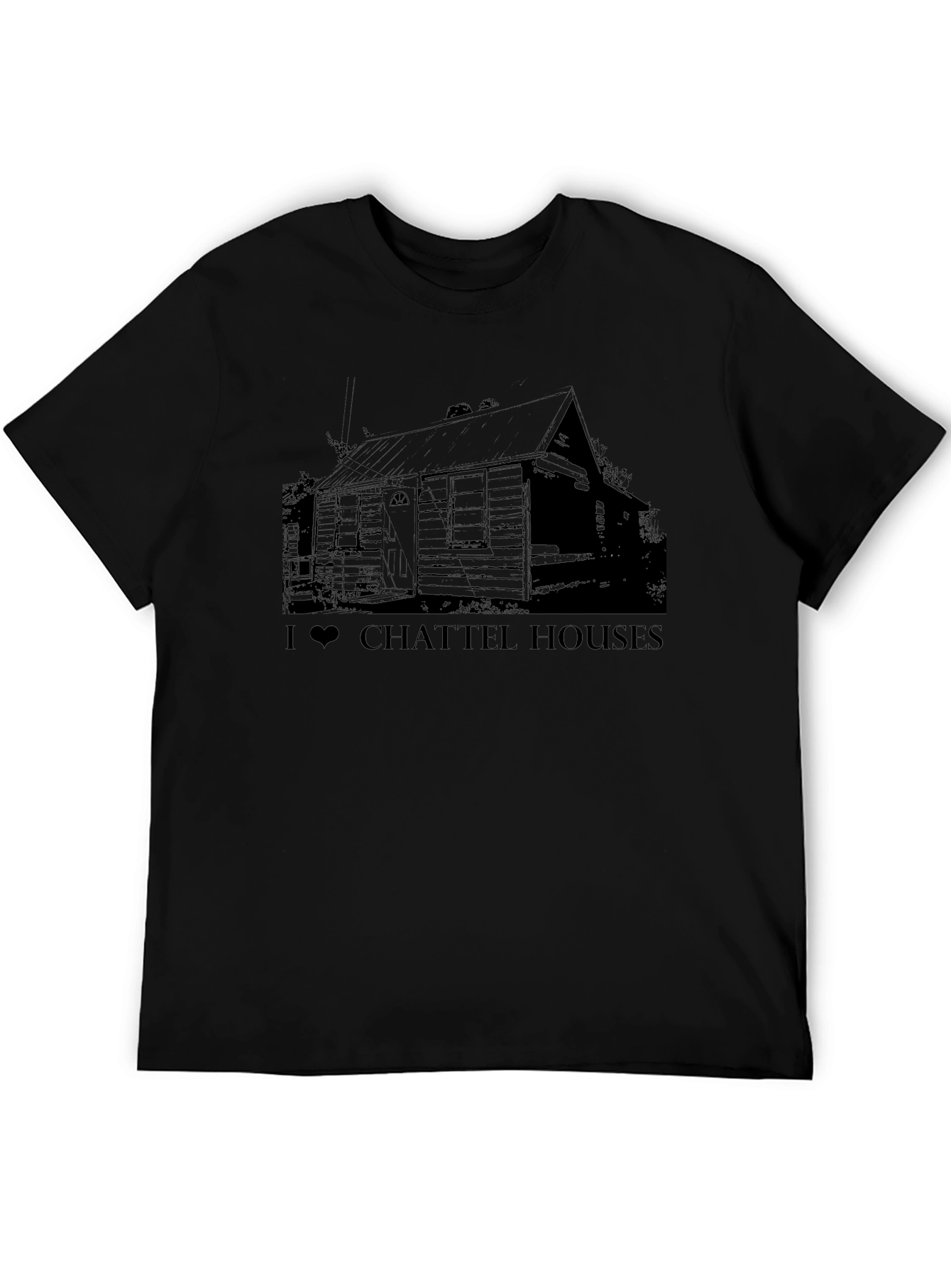 I Love Chattel Houses Black T-Shirt