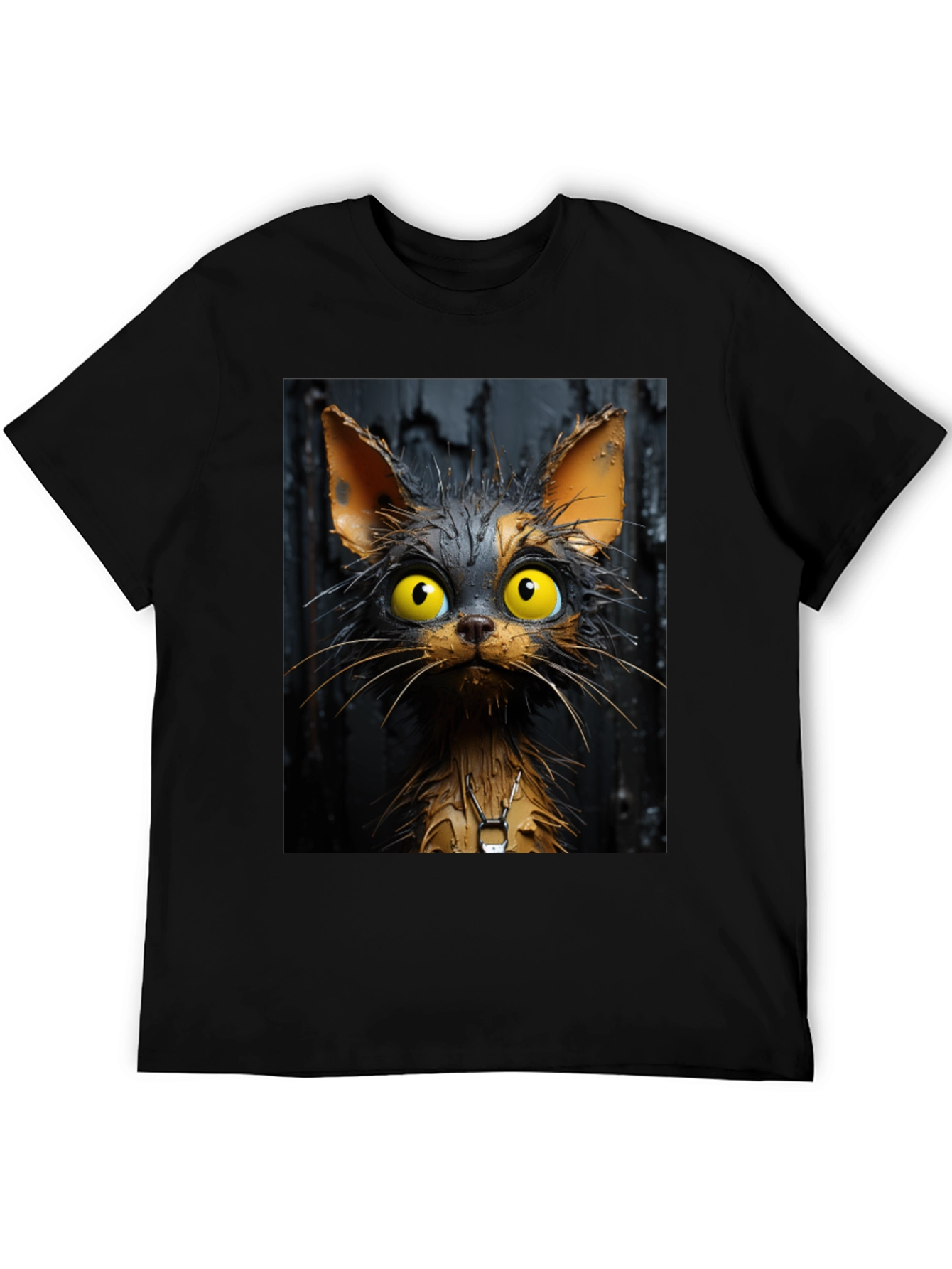 Cartoon Cat Graphic Tee - Unisex Black T-Shirt