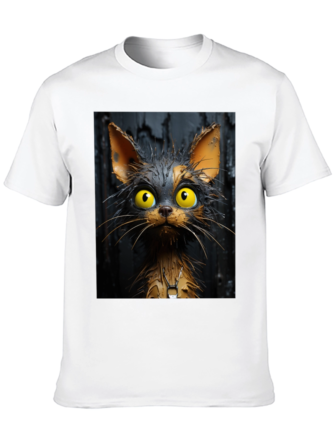 Cartoon Cat Graphic Tee - Unisex Black T-Shirt
