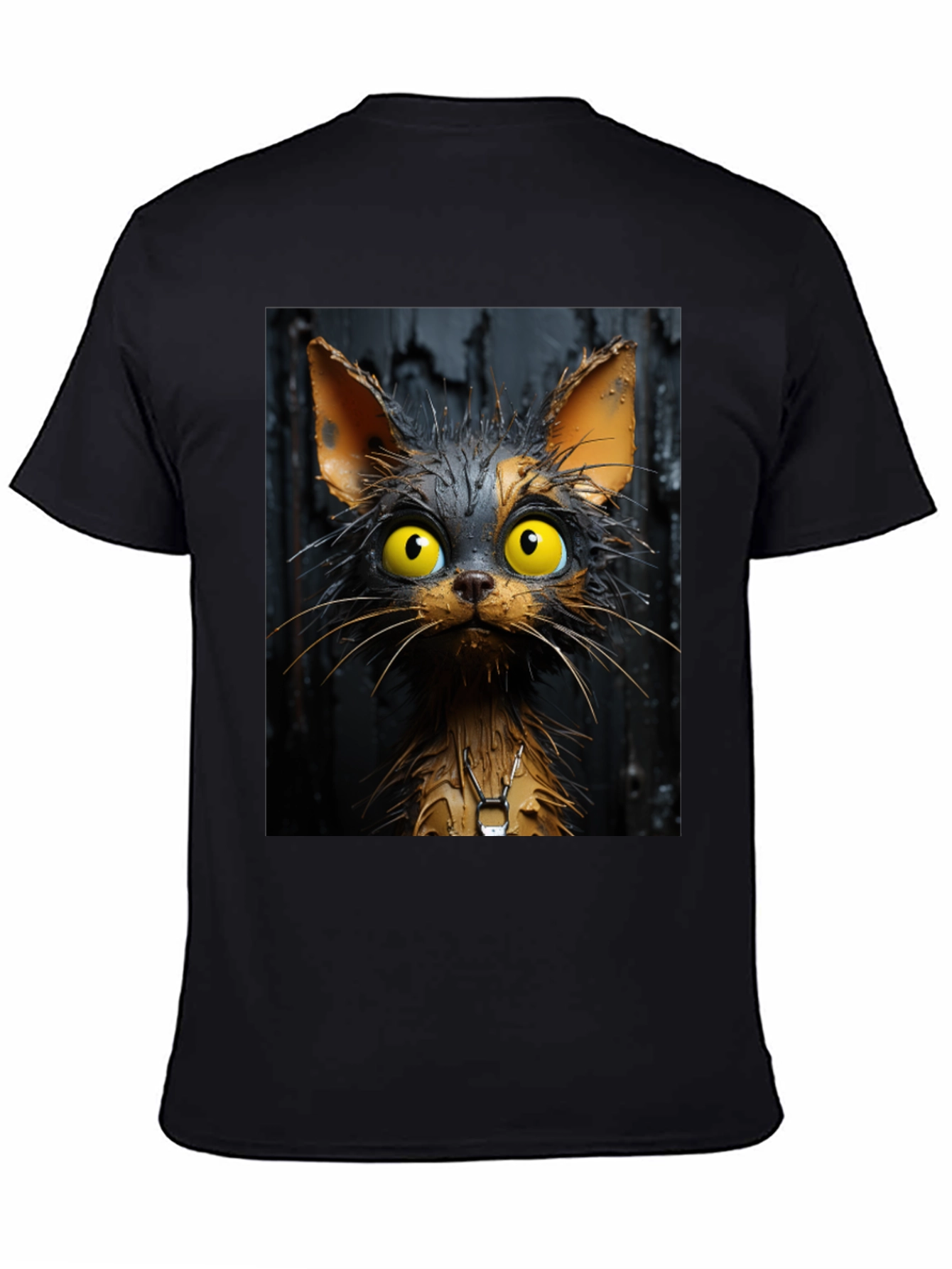 Cartoon Cat Graphic Tee - Unisex Black T-Shirt
