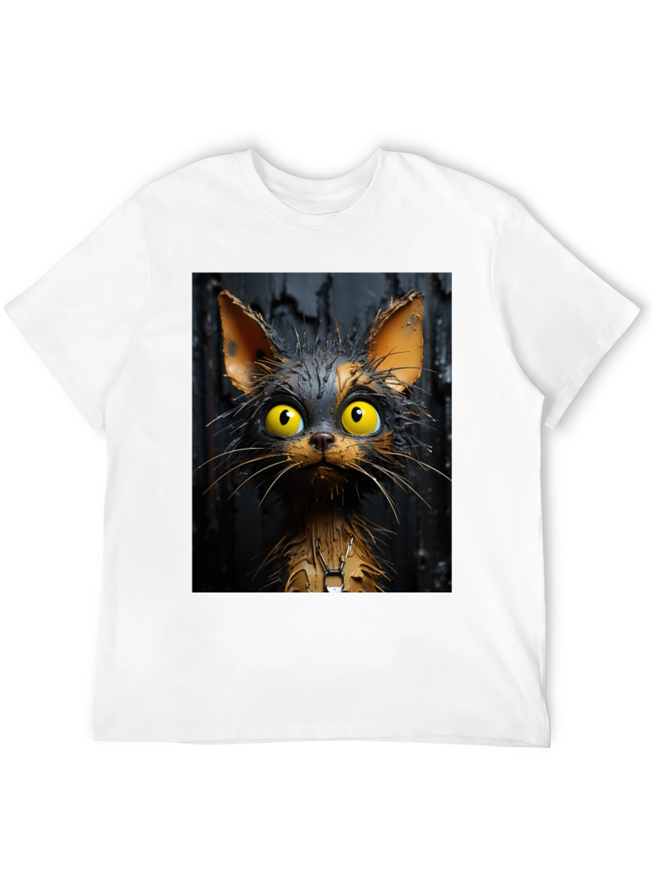 Cartoon Cat Graphic Tee - Unisex Black T-Shirt