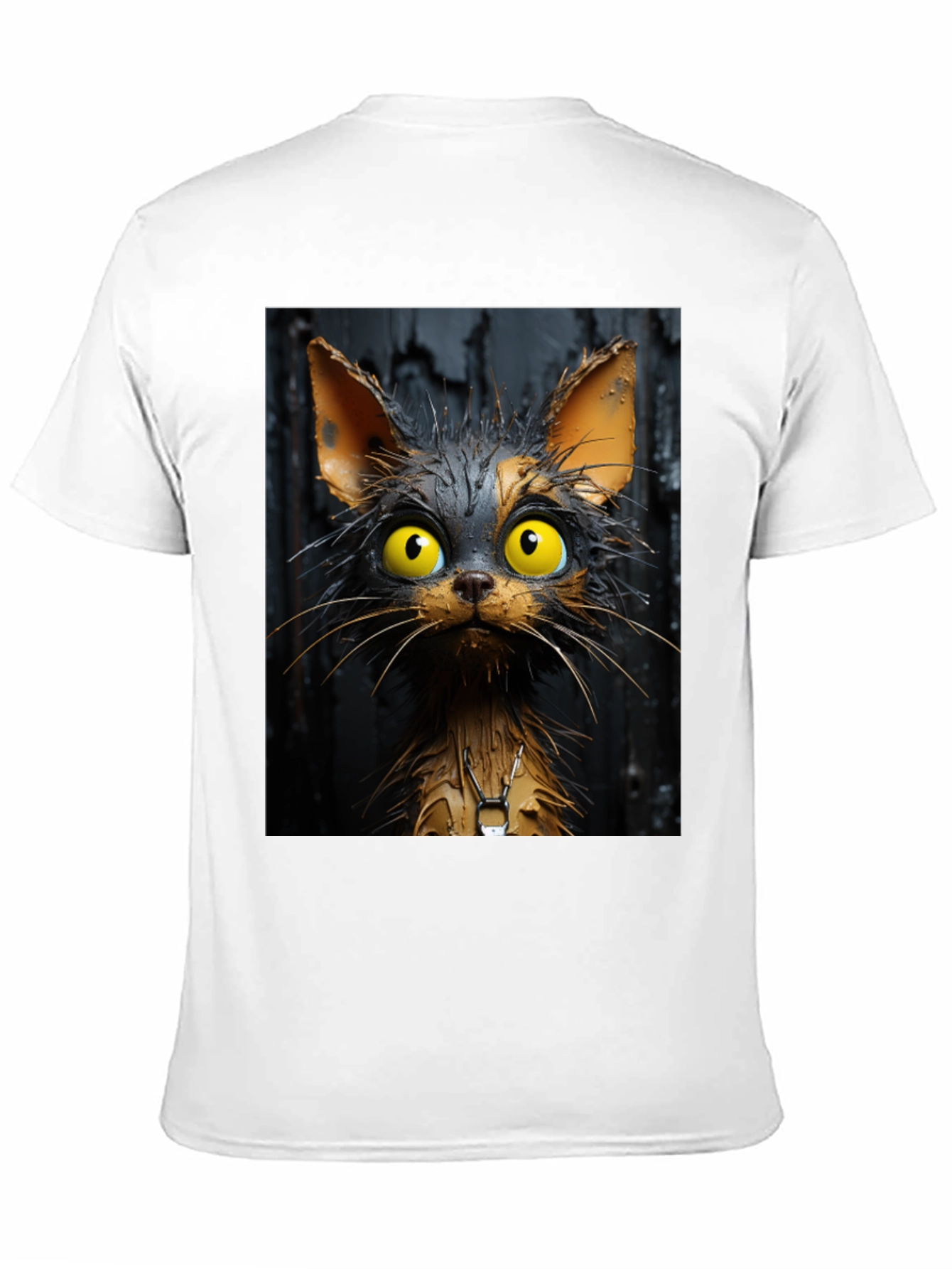 Cartoon Cat Graphic Tee - Unisex Black T-Shirt