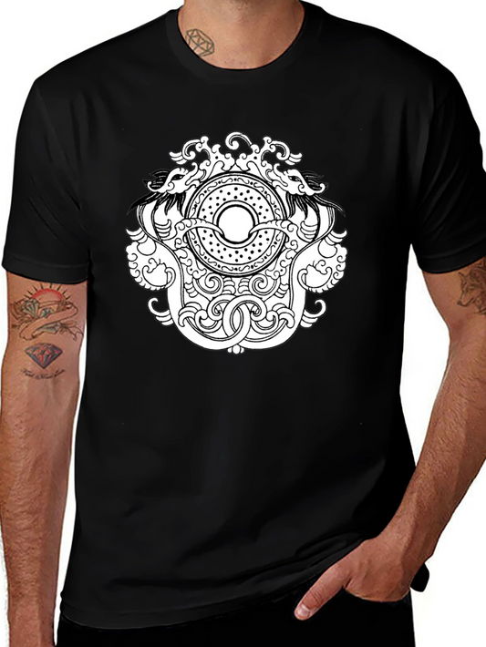 Black T-Shirt with Intricate Dragon Design
