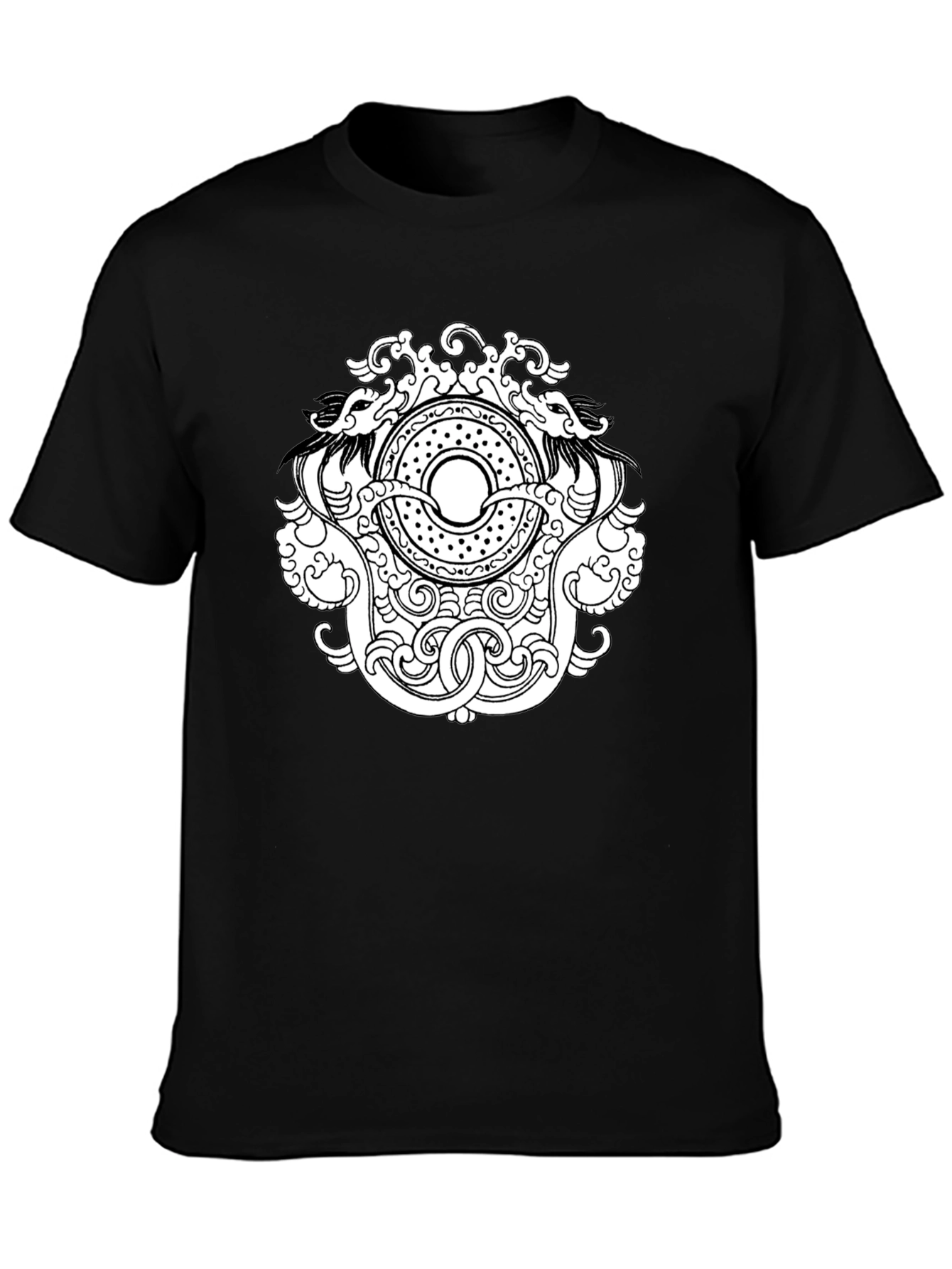 Black T-Shirt with Intricate Dragon Design