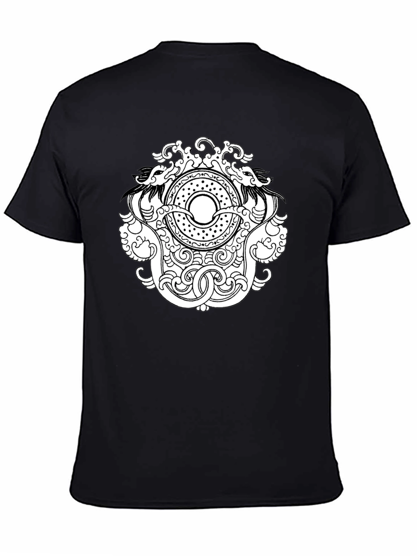 Black T-Shirt with Intricate Dragon Design