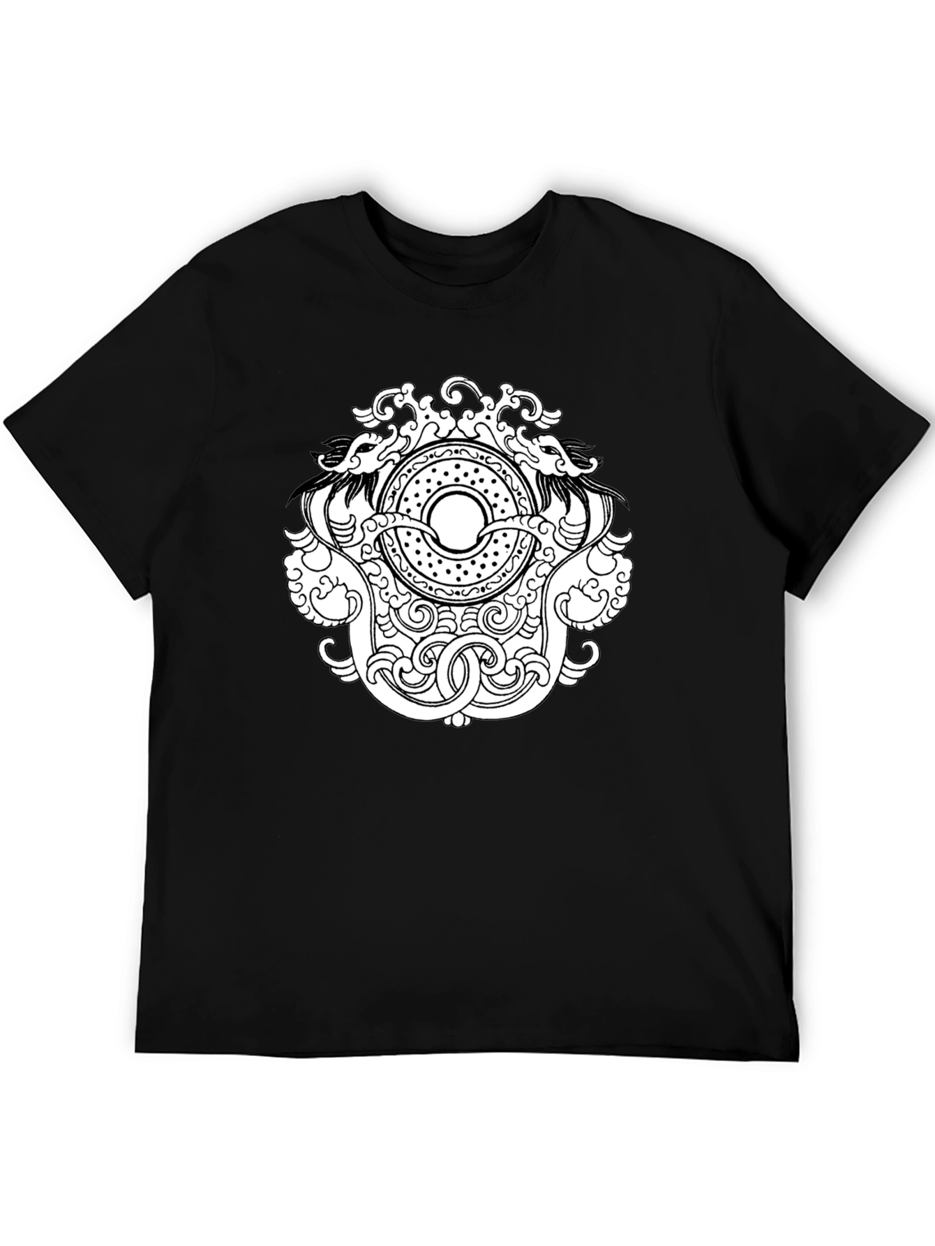 Black T-Shirt with Intricate Dragon Design