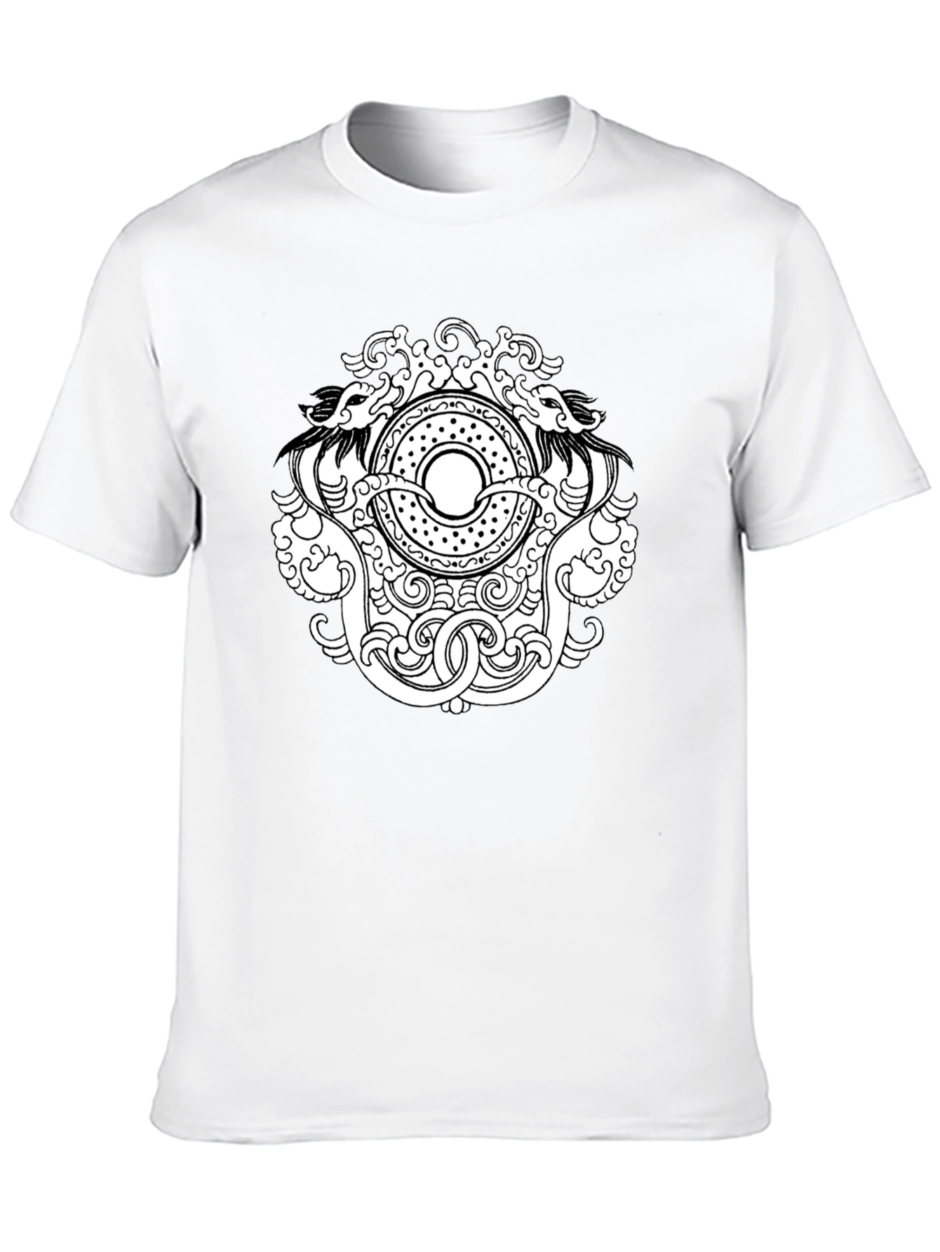 Black T-Shirt with Intricate Dragon Design