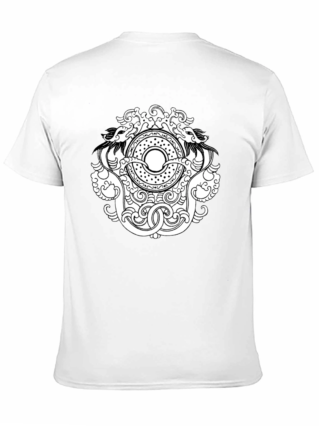 Black T-Shirt with Intricate Dragon Design