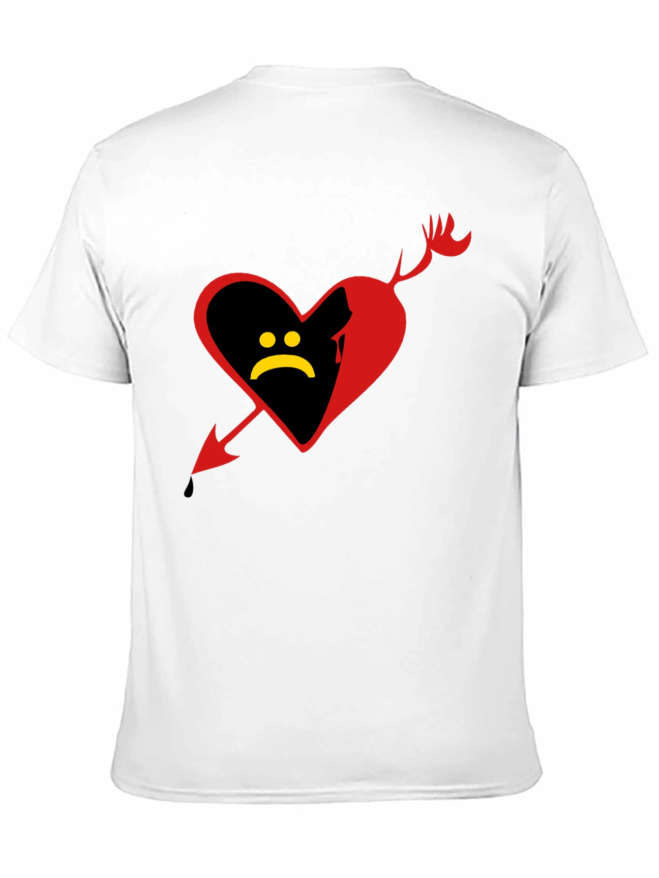 Sad Heart Graphic Tee - Black Cotton Shirt