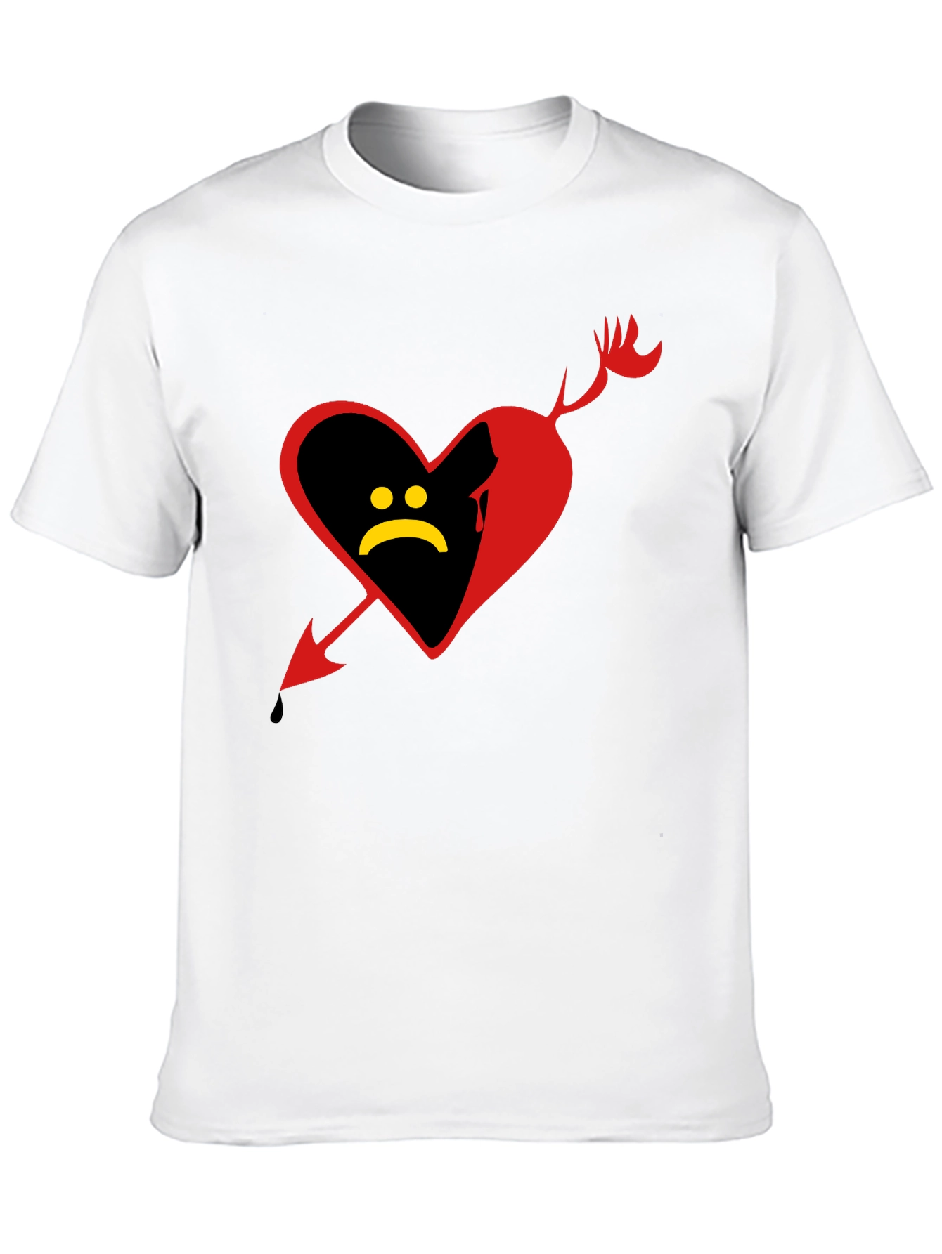 Sad Heart Graphic Tee - Black Cotton Shirt