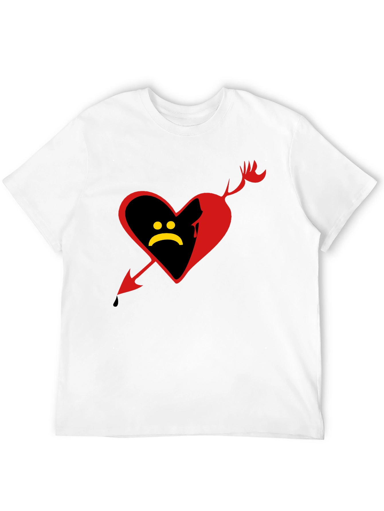 Sad Heart Graphic Tee - Black Cotton Shirt