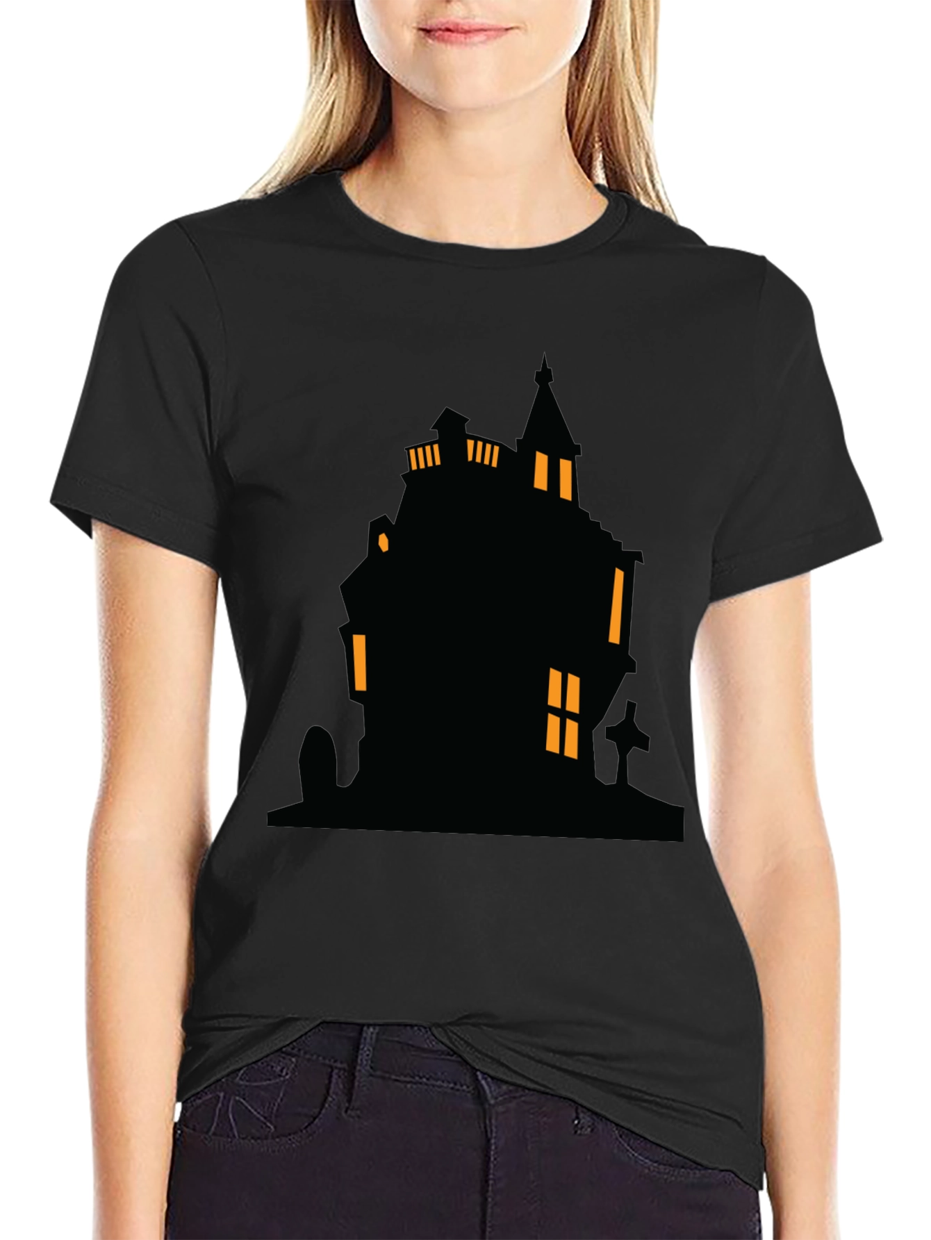 Spooky Haunted House Graphic Tee - Halloween Shirt