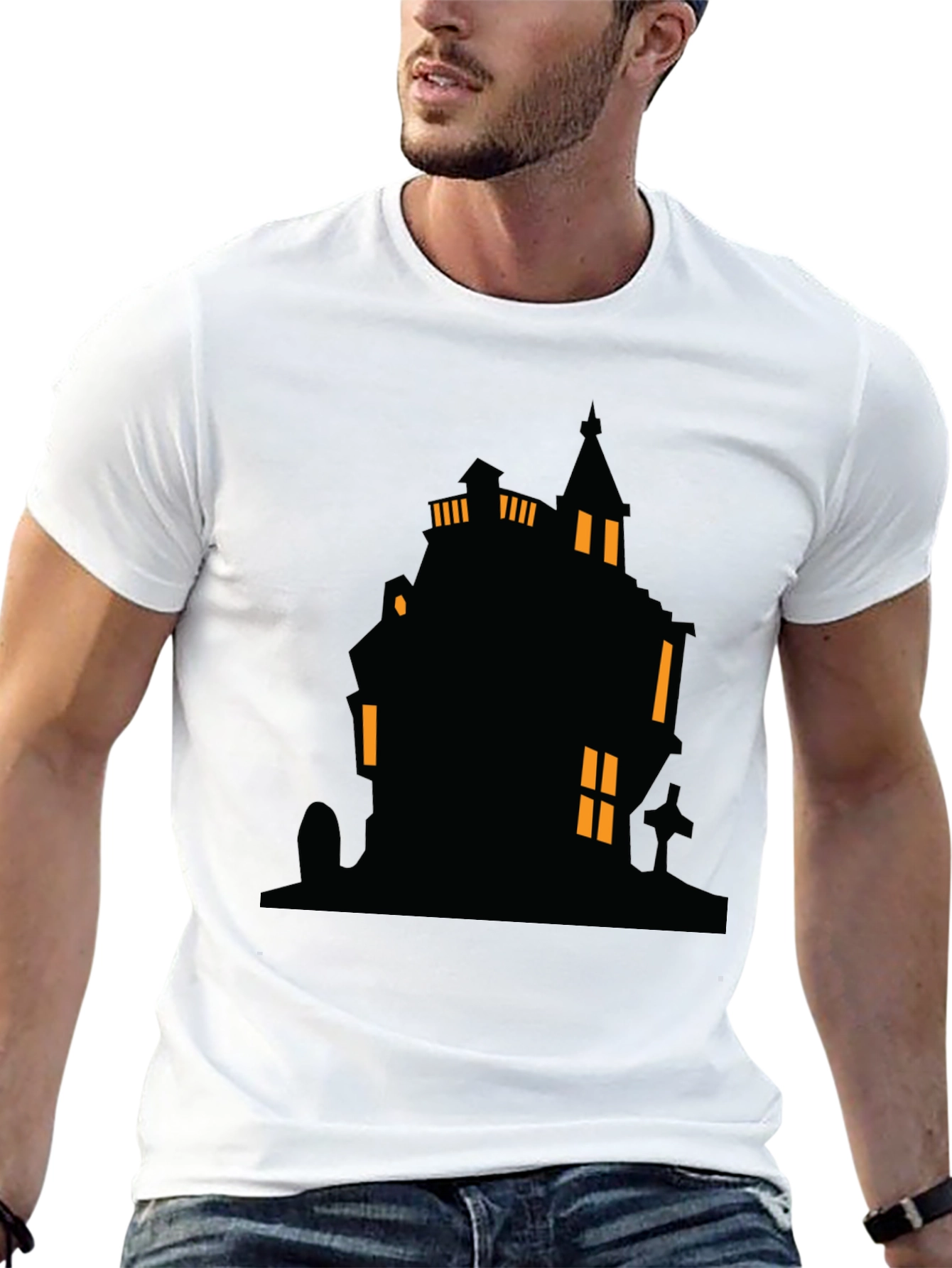 Spooky Haunted House Graphic Tee - Halloween Shirt