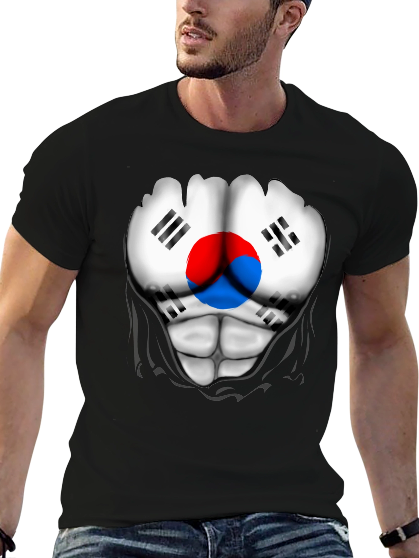 South Korea Flag Ripped Muscle T-Shirt